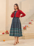 Women Ethnic Motifs Printed Fit & Flare Dress With Jacket